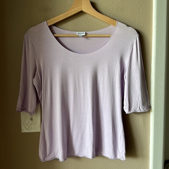 ARMANI COLLEZIONI Purple Elbow Sleeve Top - Picture 2 of 6